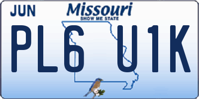 MO license plate PL6U1K
