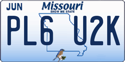 MO license plate PL6U2K