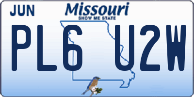 MO license plate PL6U2W
