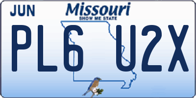 MO license plate PL6U2X