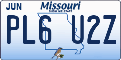 MO license plate PL6U2Z