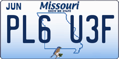 MO license plate PL6U3F