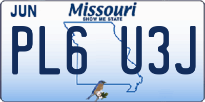 MO license plate PL6U3J