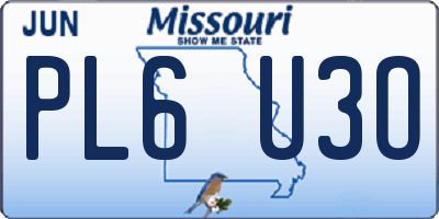 MO license plate PL6U3O