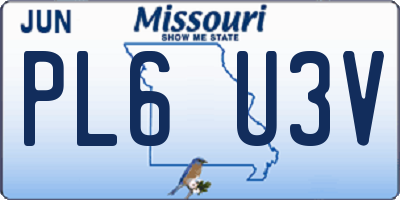 MO license plate PL6U3V