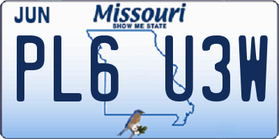 MO license plate PL6U3W