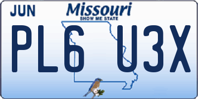 MO license plate PL6U3X