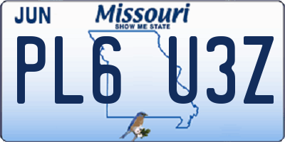 MO license plate PL6U3Z
