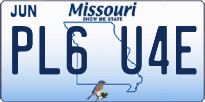 MO license plate PL6U4E