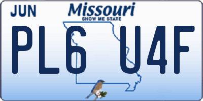 MO license plate PL6U4F