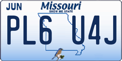 MO license plate PL6U4J