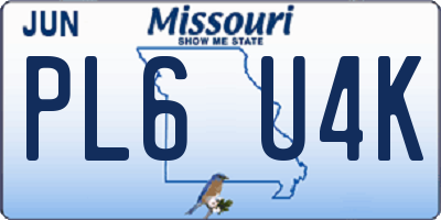 MO license plate PL6U4K