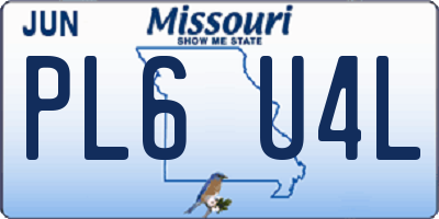 MO license plate PL6U4L