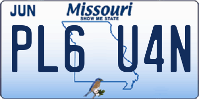 MO license plate PL6U4N