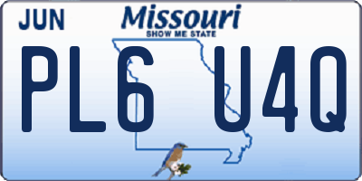 MO license plate PL6U4Q