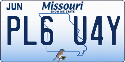 MO license plate PL6U4Y