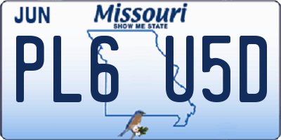 MO license plate PL6U5D