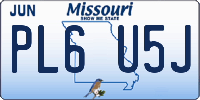 MO license plate PL6U5J