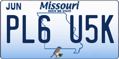 MO license plate PL6U5K