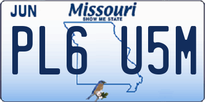 MO license plate PL6U5M