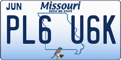 MO license plate PL6U6K