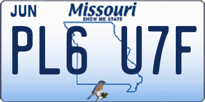 MO license plate PL6U7F