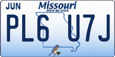 MO license plate PL6U7J