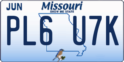MO license plate PL6U7K