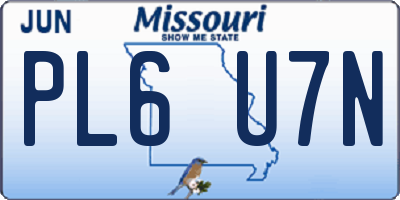 MO license plate PL6U7N