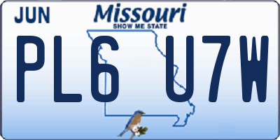 MO license plate PL6U7W