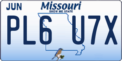 MO license plate PL6U7X