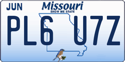 MO license plate PL6U7Z