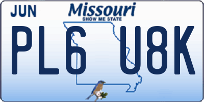 MO license plate PL6U8K