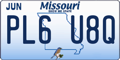 MO license plate PL6U8Q