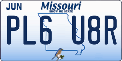 MO license plate PL6U8R