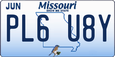 MO license plate PL6U8Y