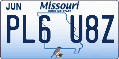 MO license plate PL6U8Z