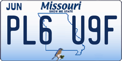 MO license plate PL6U9F