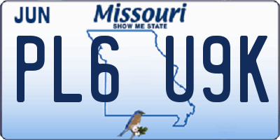 MO license plate PL6U9K