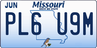 MO license plate PL6U9M