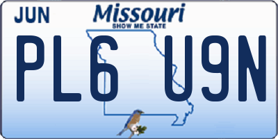 MO license plate PL6U9N