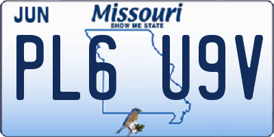MO license plate PL6U9V