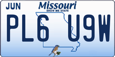 MO license plate PL6U9W