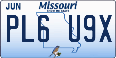 MO license plate PL6U9X