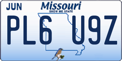 MO license plate PL6U9Z