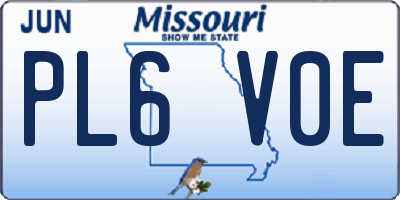 MO license plate PL6V0E