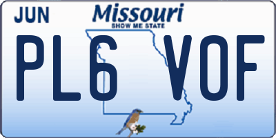 MO license plate PL6V0F