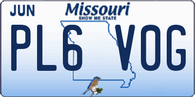 MO license plate PL6V0G