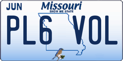 MO license plate PL6V0L
