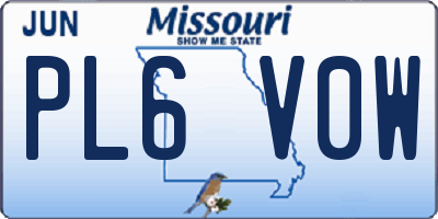 MO license plate PL6V0W